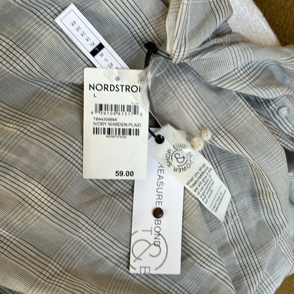 NWT Treasure & Bond Lightweight Plaid Button Down Long Sleeve Shirt - Picture 7 of 8